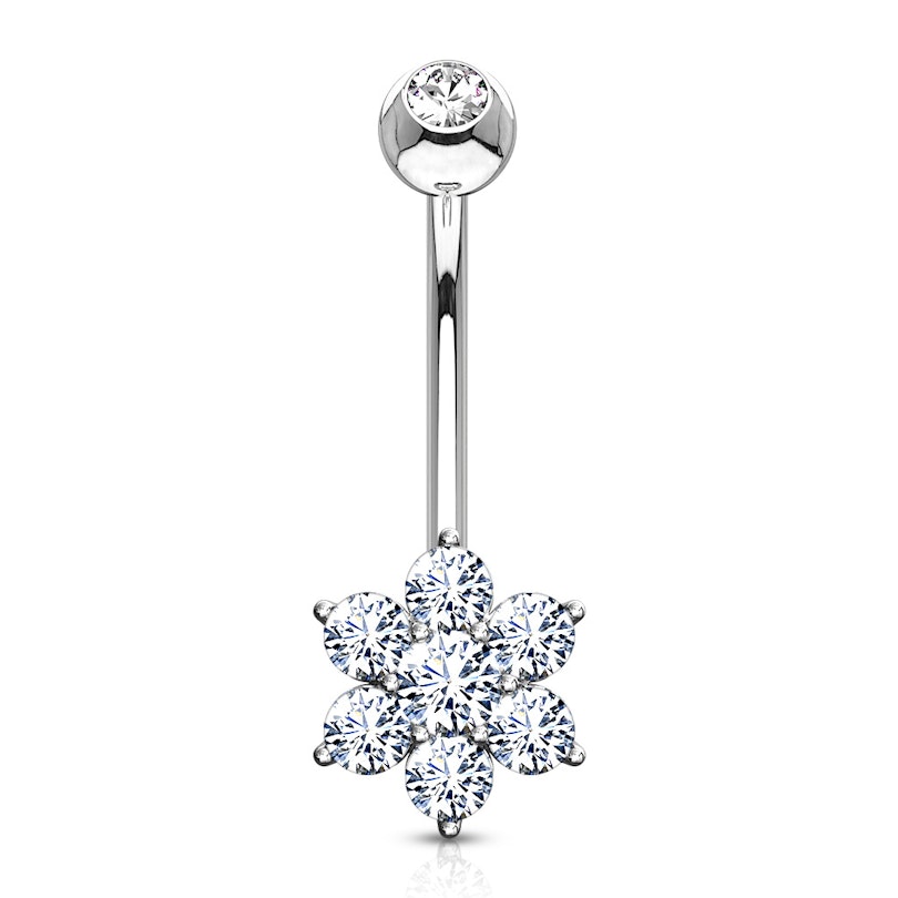 Bauchnabelpiercing aus 14 Karat Gold mit einer Blume