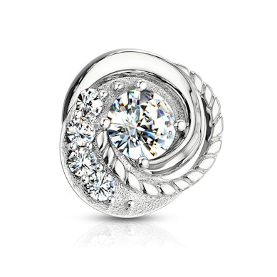 Dermal aus 14 Karat Gold mit Flechtmuster und Steinen