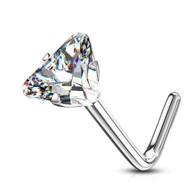 Nasenpiercing aus 14kt. Gold mit dreieckigem Stein