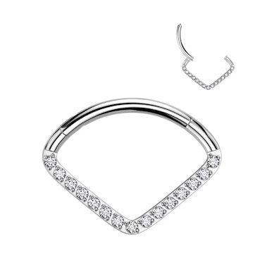 Steinbesetzter Titanring im Chevron-Design