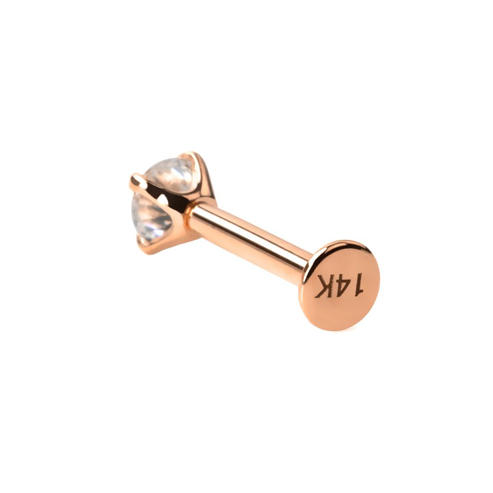 Labret aus 14 Karat Gold mit Innengewinde und hubschen Stein