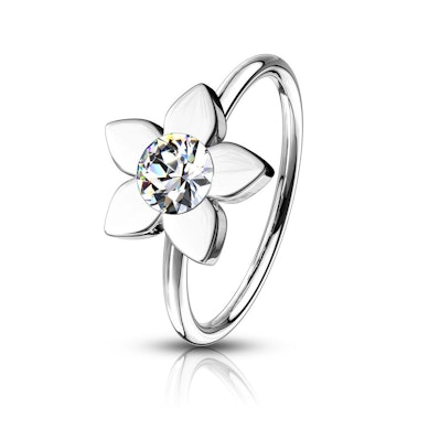 Nasenring mit Lotusblume und Stein