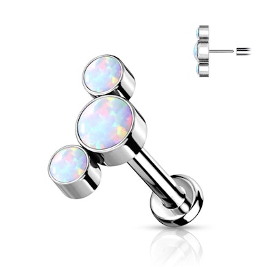 Push-In Labret aus Titan mit verschiedenen Opalsteinen