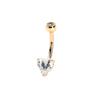 Bauchnabelpiercing aus 14 Karat Gold mit einem Herzstein