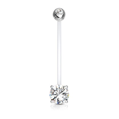 Bauchnabelpiercing für Schwangere mit zwei Steinen in mehreren Farben