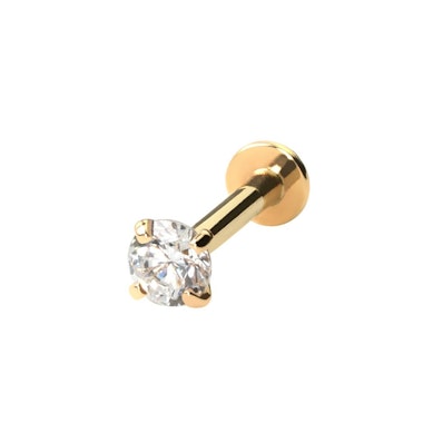 Labret aus 14 Karat Gold mit Innengewinde und einem Stein
