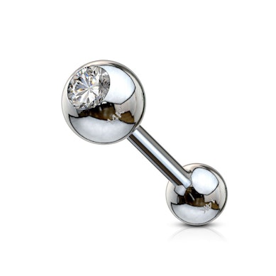 Ohrpiercing aus 14kt. Gold mit einem Stein