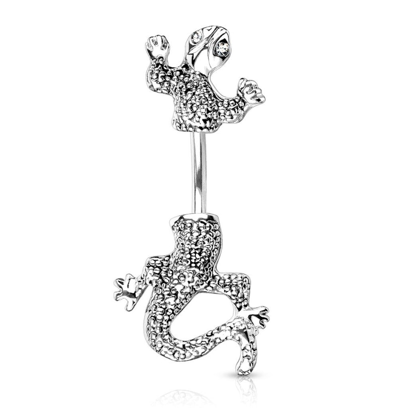Bauchnabelpiercing mit einer Eidechse Piercingschmuck - Deutschland