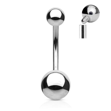 Bauchnabelpiercing aus Chirurgenstahl mit innenseitigen Gewinde