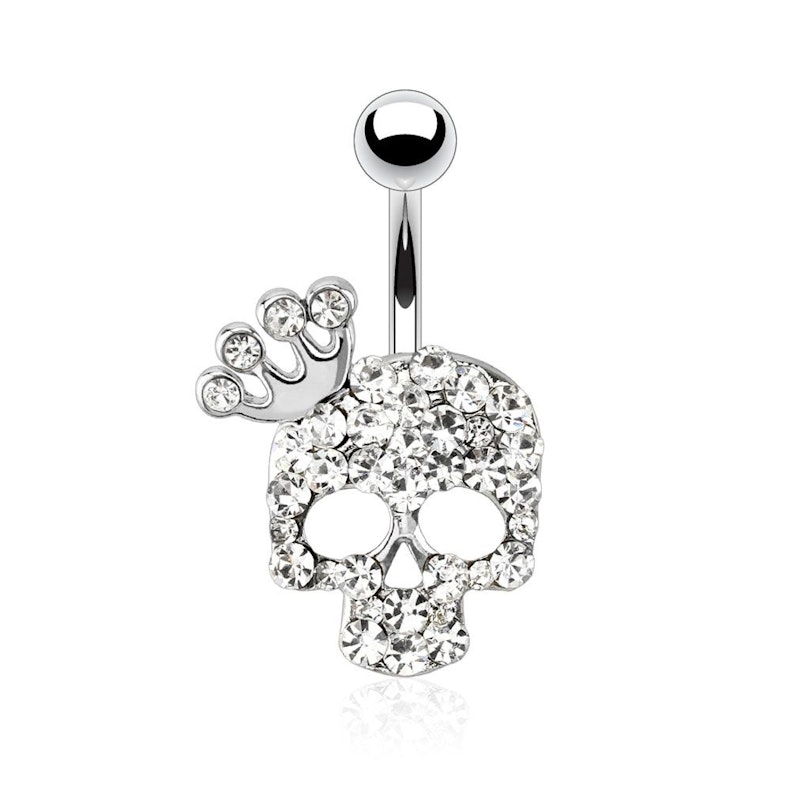 Bauchnabelpiercing mit einem steinbesetzten Totenkopf samt Krone Körperschmuck - Deutschland