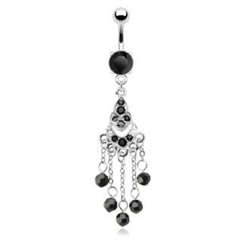 Bauchnabelpiercing mit Ketten und schwarzen Kugeln Piercing - Deutschland