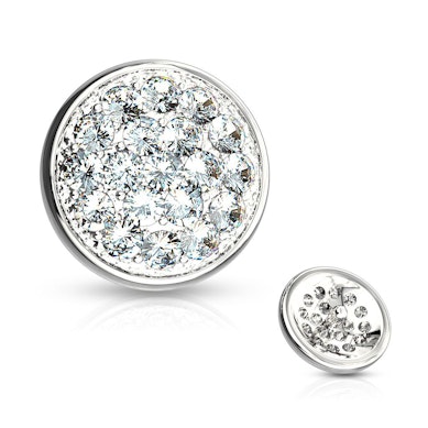 Dermal aus 14 Karat Gold mit steinbesetzter Kuppel-14 kt. Weißgold