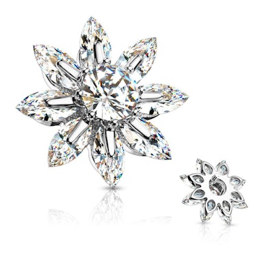 Blumenförmiges Dermal mit Blättern aus Steinen und Mittelstein
