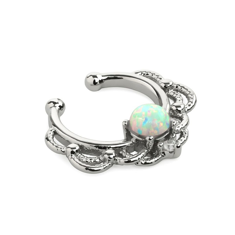 Fake Septumpiercing mit einem Opalstein und Kettendesign Piercingschmuck - Deutschland