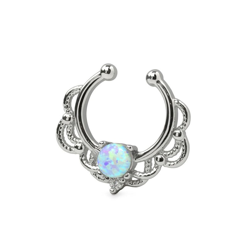 Fake Septumpiercing mit einem Opalstein und Kettendesign Körperschmuck - Deutschland
