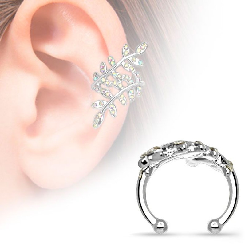 Earcuff mit steinbesetzten Blättern Körperschmuck - Deutschland