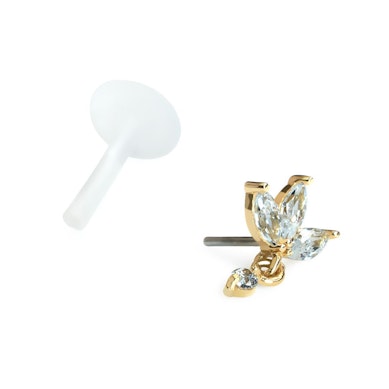 14K Gold Lotosblume Push-in Aufsatz mit Anhänger