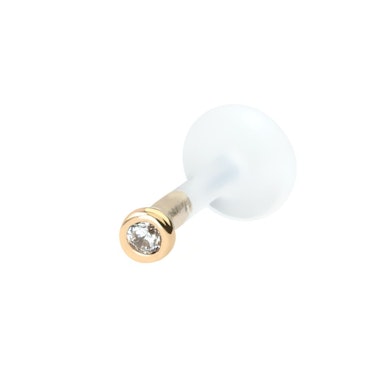 Labret aus 14kt. Gold mit einem Stein und PTFE Stab