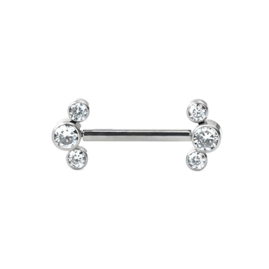 Gewindeloses Brustwarzen-Barbell mit 3 CZ Bezel Endstücke