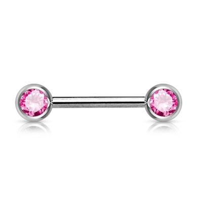 Brustwarzenpiercing mit Steinen in vielen Farben.-Pink