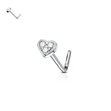 Nasenpiercing mit Herz und drei Steinen