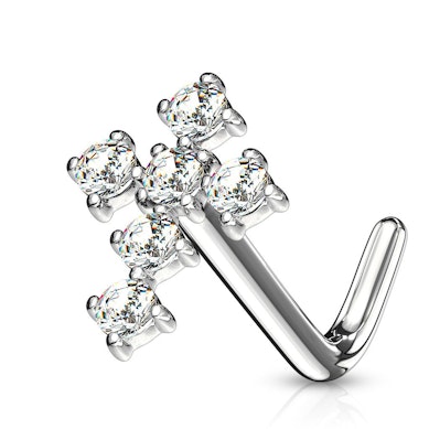 Nasenpiercing aus 14 Karat Gold mit steinbestzten Kreuz