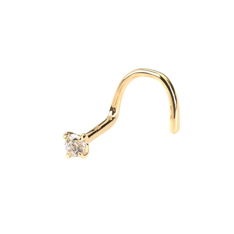 14 Karat massives Gold - Nasenschraube mit Stein Körperpiercing - Deutschland