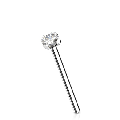 Fish Tail Nasenpiercing aus 14 Karat Gold mit Stein