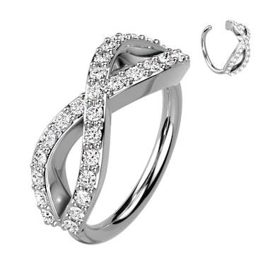 Ring mit Unendlichkeitszeichen und Steinen in zwei Reihen