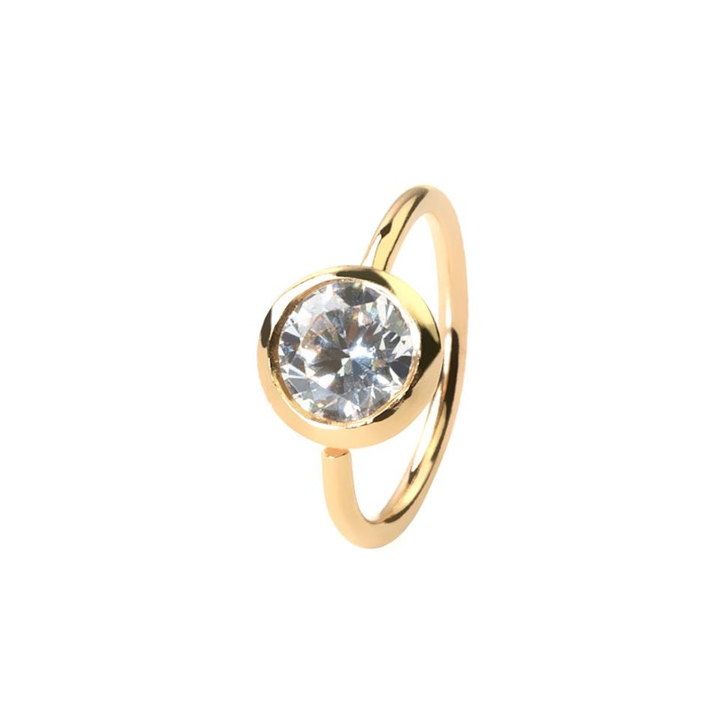 Einfacher Ring aus 14 Karat Gold mit einem Stein Körperschmuck - Deutschland