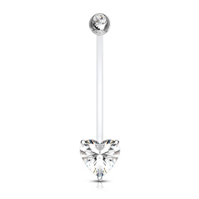 Bauchnabelpiercing aus PTFE für Schwangere mit Herz aus Stein