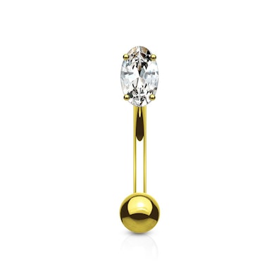 Gebogener Stab aus 14 Karat Gold mit einem Stein