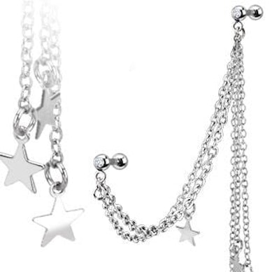 Tragus- oder Helixpiercing mit Sternen