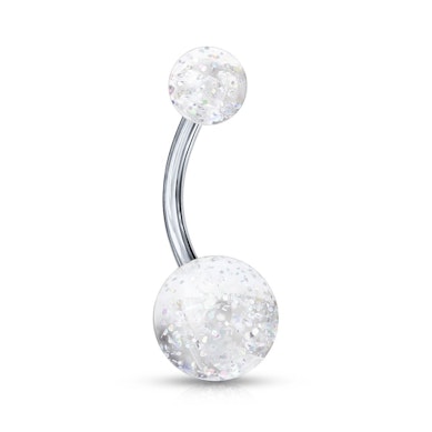Bauchnabelpiercing aus Titan mit Glitzerkugeln