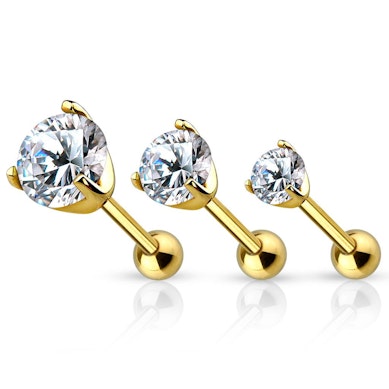 Ohrpiercingset aus 14 Karat Gold mit Steinen