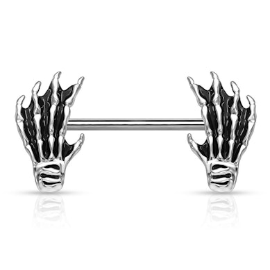 Brustwarzenpiercing mit Skeletthänden