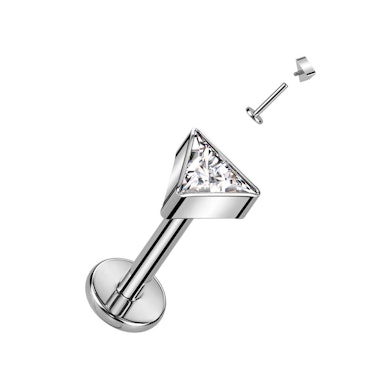 Titan-Labret mit Innengewinde und einem dreieckigen Stein