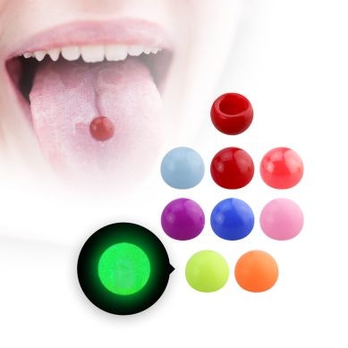 Fake Zungenpiercing aus selbstleuchtendem Acryl