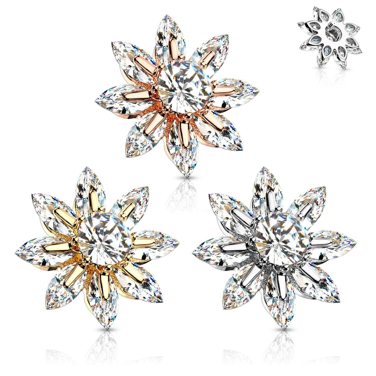 Blumenförmiges Dermal mit Blättern aus Steinen und Mittelstein