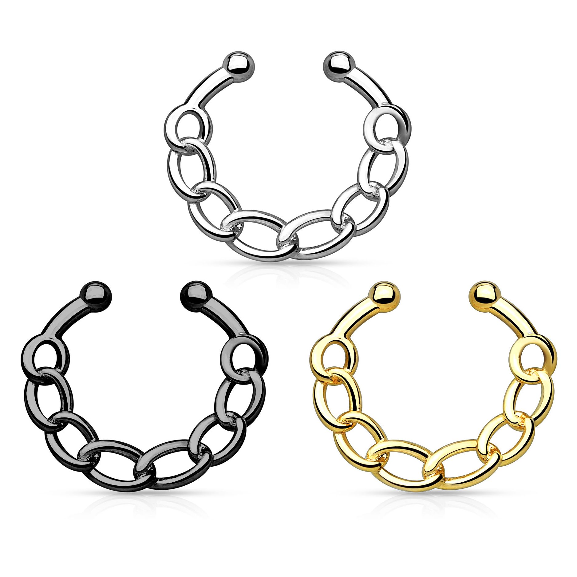 Fake Septumpiercing mit Kette