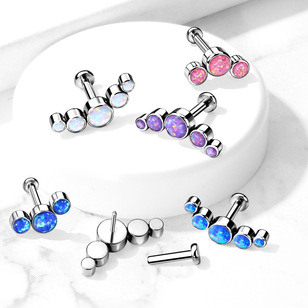 Push-In Labret aus Titan mit verschiedenen Opalsteinen