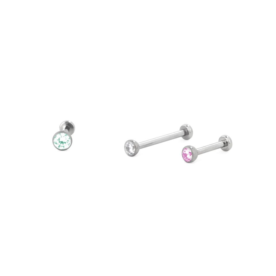 Push-in Labret aus Titan mit eingefasstem Stein