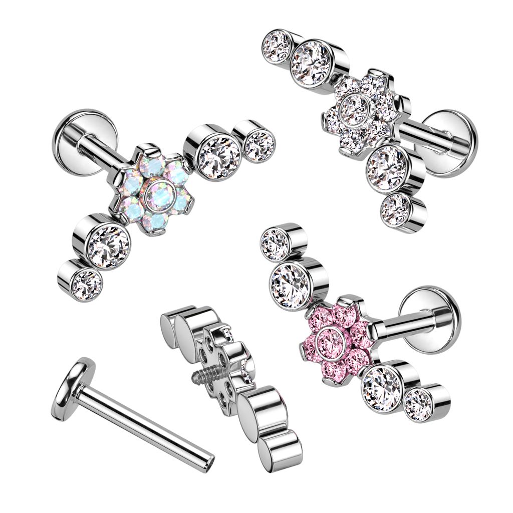 Labret aus Titan mit wunderschönem Blumendesign