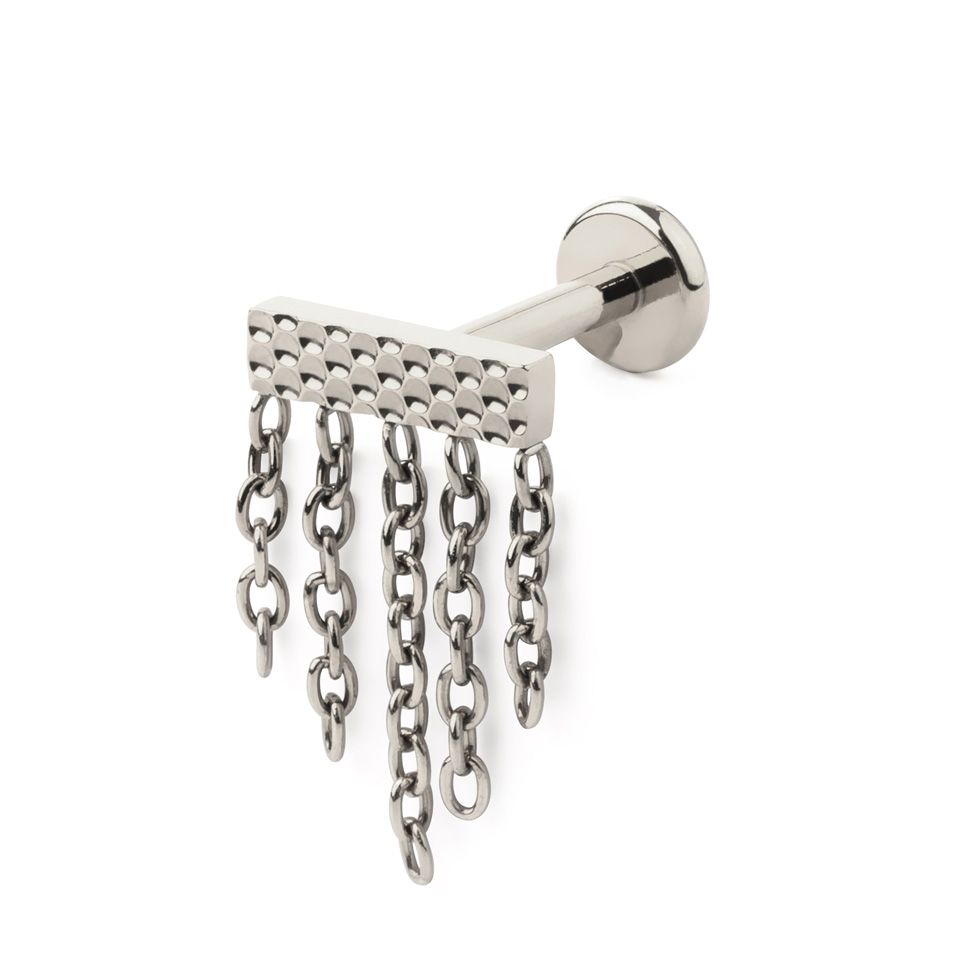 Rechteckiges Labret mit Ketten