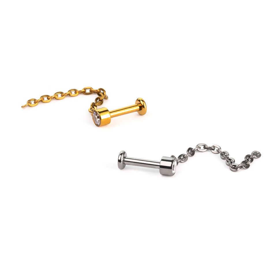 Zierliches Titan-Labret mit Stein und Kettenanhänger