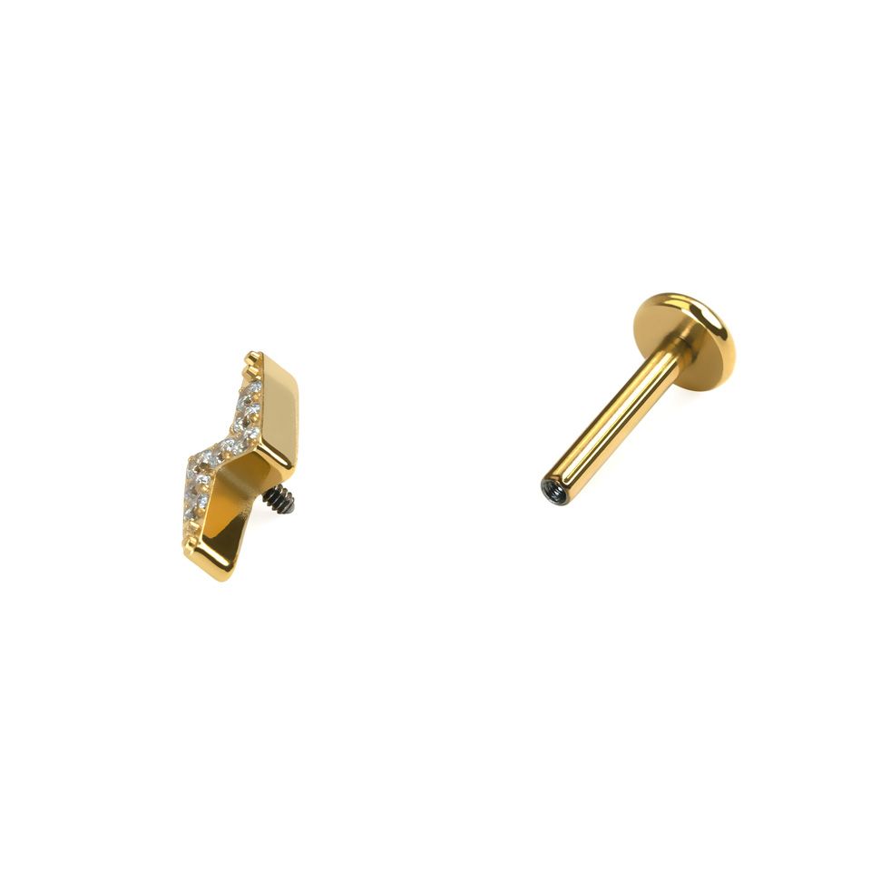 Blitz-Labret aus Titan mit Steinen