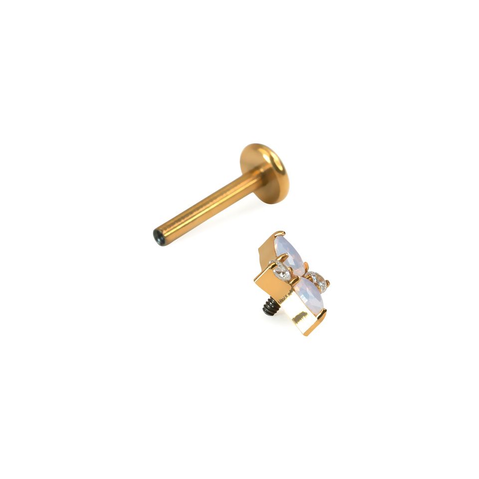 Titanium Labret mit rosa Schmucksteinen