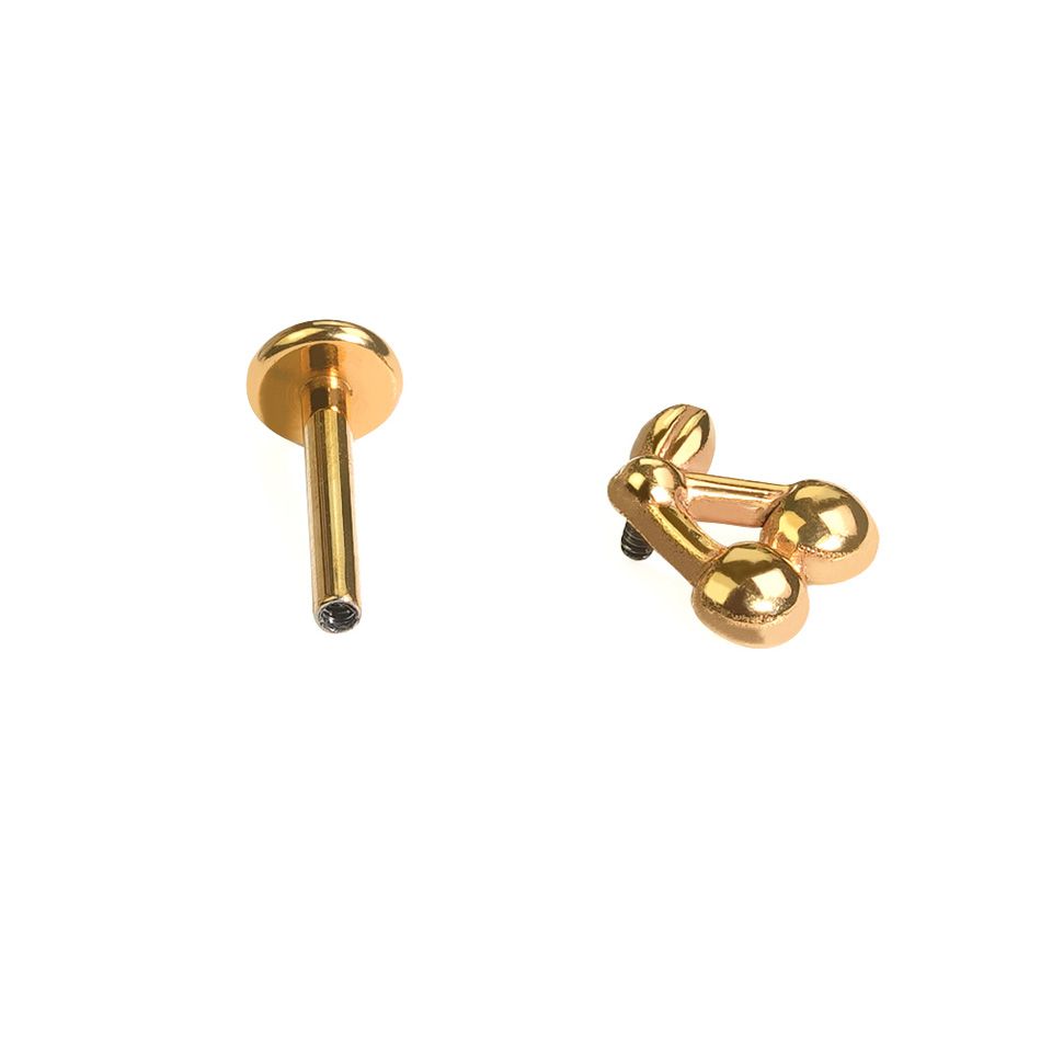 Kirsche-Labret aus Titan mit flacher Rückseite