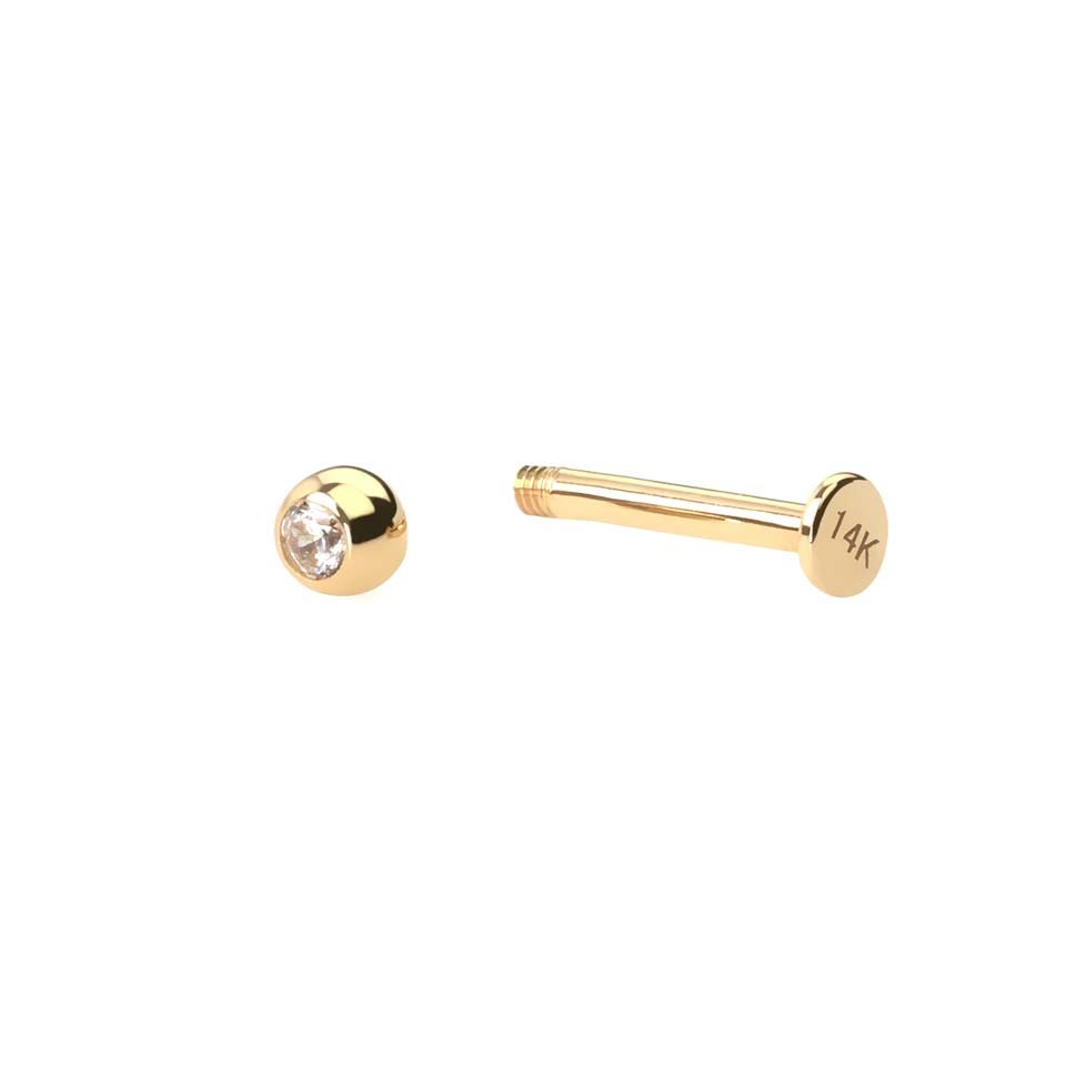 Labret aus 14 Karat Gold mit einem Stein