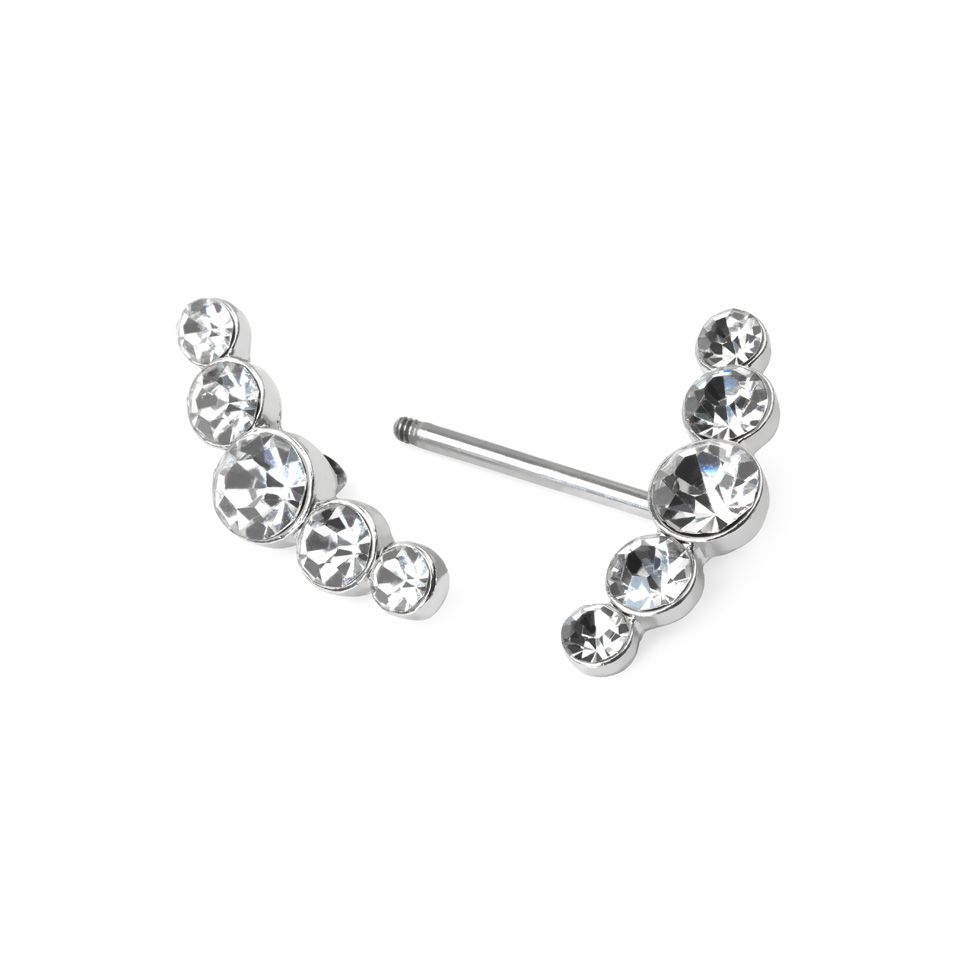 Brustwarzenpiercing mit gebogenen Steinreihen